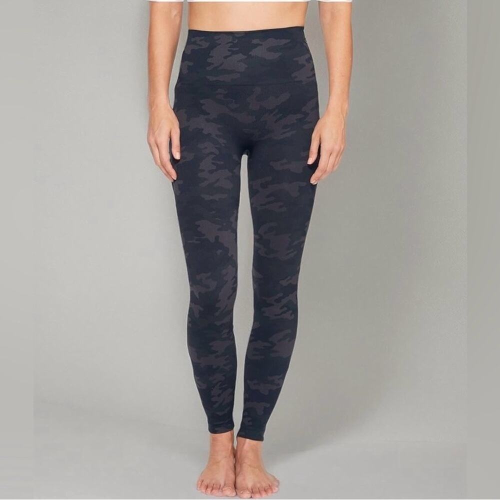 Spanx Seamless Camo High-Waisted Leggings Gray Ankle Casual Athletic Activewear